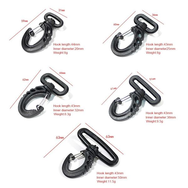 5st Hummerkarbinfjäder Quickdraws Clip 60X36MM - on stock 60x36mm