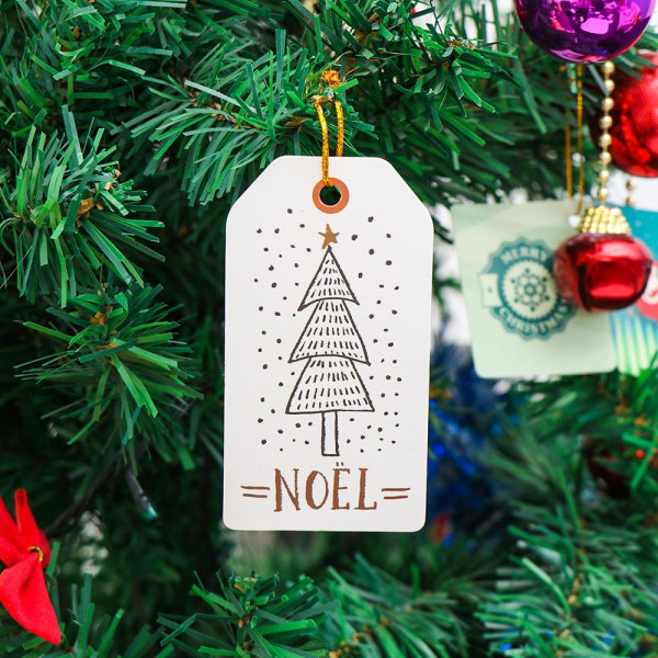 50 kpl Xmas Hanging Kraft Paper Ornaments Christmas Tree Tag H - varastossa