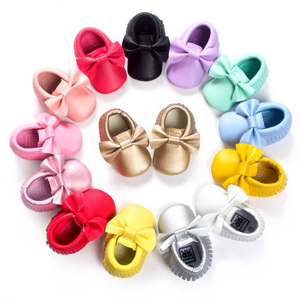 Mode Baby Tofsar Mockasin Skor Newborn Läder - spot sales white 12