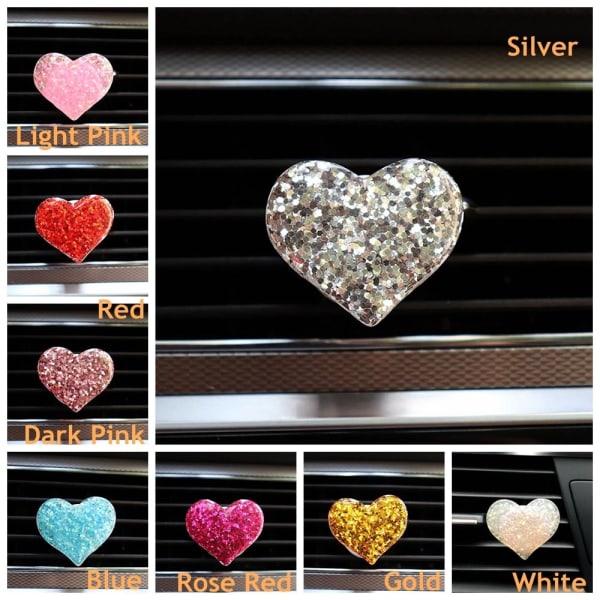 Air Vent Clip Heart Shape SILVER - spot sales silver