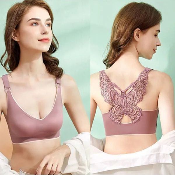 ode Langaton T-paita Rintaliivit naisille Pitsi Sexy Butt-erfly Back - varastossa red M