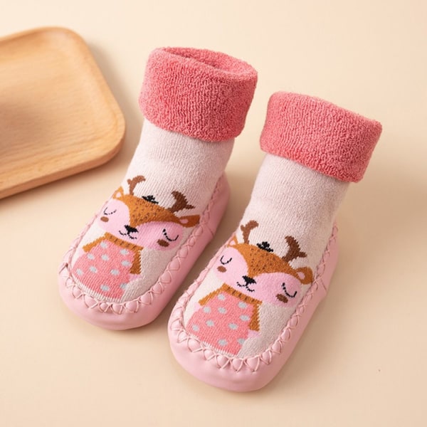 1 pari Vauvan liukumattomat lattiasukat Fuzzy Shoes PINK 15cm - korkea laatu Pink 15cm