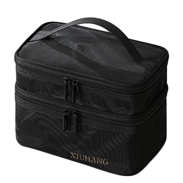 Meikkipussi Travel Cosmetic laukku BLACK DOUBLE LAYER - varastossa black double layer-double layer