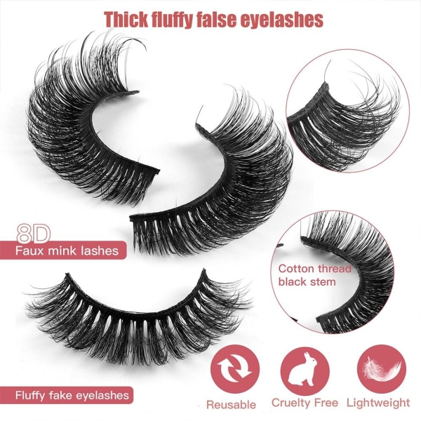 14 paria tekoripsiä Faux Mink Lashes - varastossa