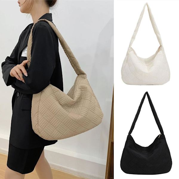 Damväskor Vintervarma axelväskor i bomull - stock beige