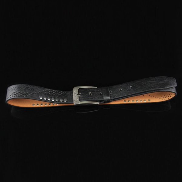 Äkta läder Bältesnål Spänne Midjeband - on stock black