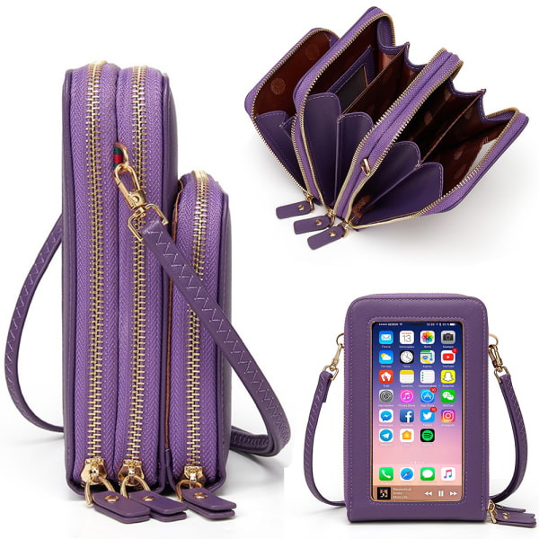 Touch Screen Mobilväska Crossbody Mobilväska Handväska - spot sales purple