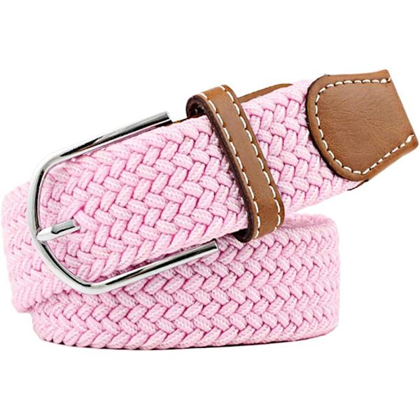Flerfärgade elastiska vävda bälten Casual flätat stretchbälte - on stock 17 Rosa