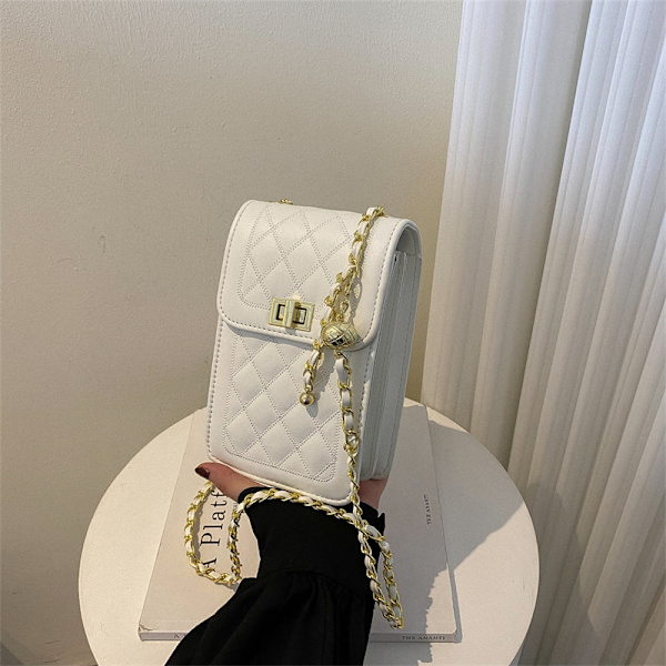 Messenger Bag Dam Axelväska Mode Mini Chain Telefonväska - spot försäljning Vit