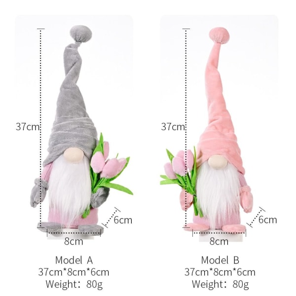 2 st Tulip Doll Ornaments Ansiktslösa Docka Dekorativa Ornament - spot försäljning pink