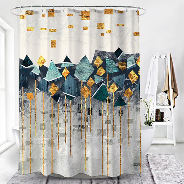 Modern geometrisk grafisk printed vattentät duschdraperi - on stock #1 180*180cm