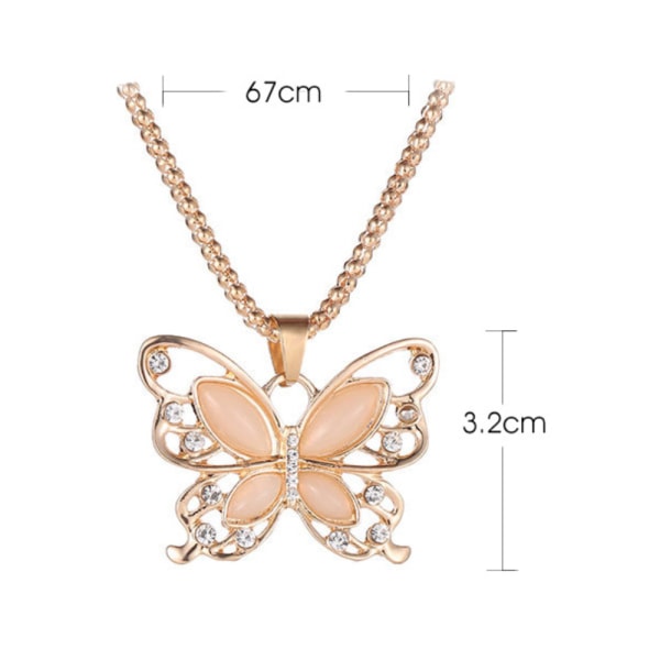 Naisten Rose Gold Butterfly Pendant pitkäketjuiset kaulakorut - varastossa