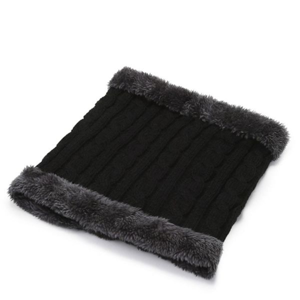 Stickad halsduk tjock halsring SVART - stock black