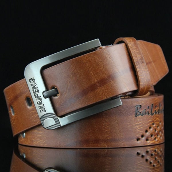 Äkta läder Bältesnål Spänne Midjeband - stock brown