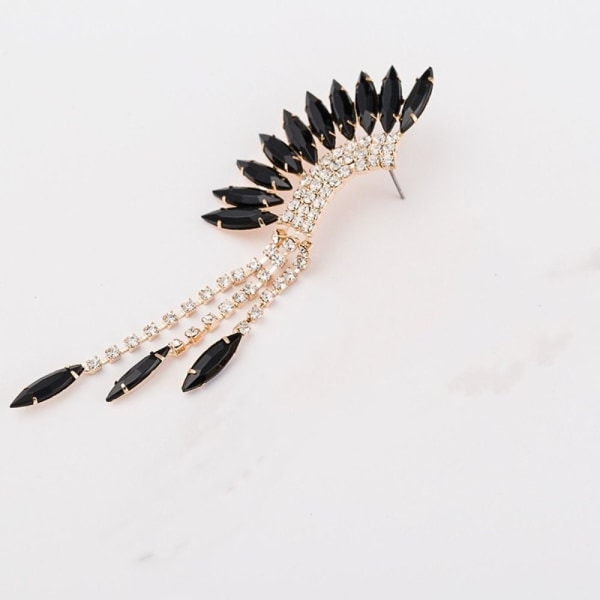 Kvinna Örhänge Lång Fringe Örhängen SVART - on stock black
