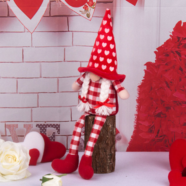Röd Valentine Gnome fylld docka Skapa Sweet Warn Valentine-atmosfär för pojkvän Flickvän Par Present - spot försäljning male
