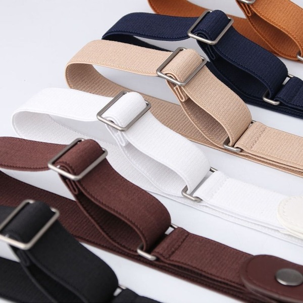 Spännefritt osynligt bälte Läder midjeband KHAKI - high quality khaki