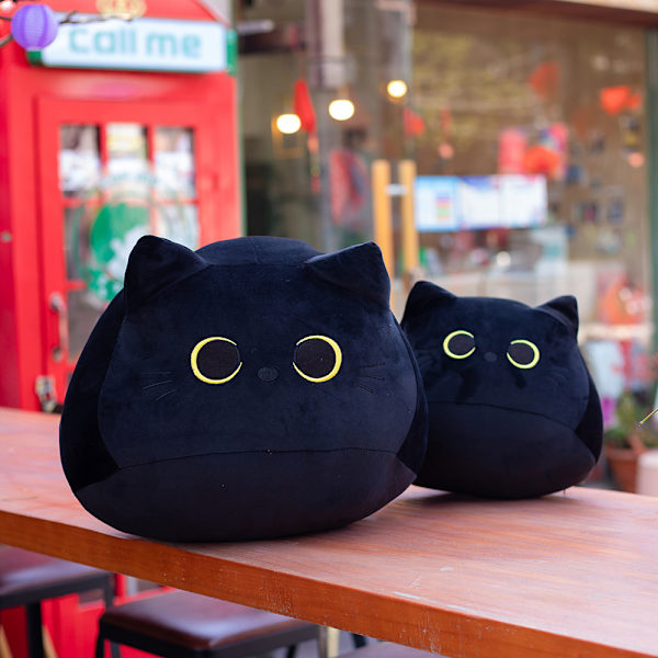 Svart katt plyschdocka fylld leksakskudde Anime Kid julklapp - spot sales