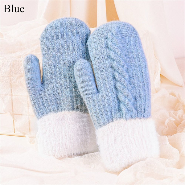 Knitted Gloves Full Fingers Gloves BLUE - spot-myynti blue
