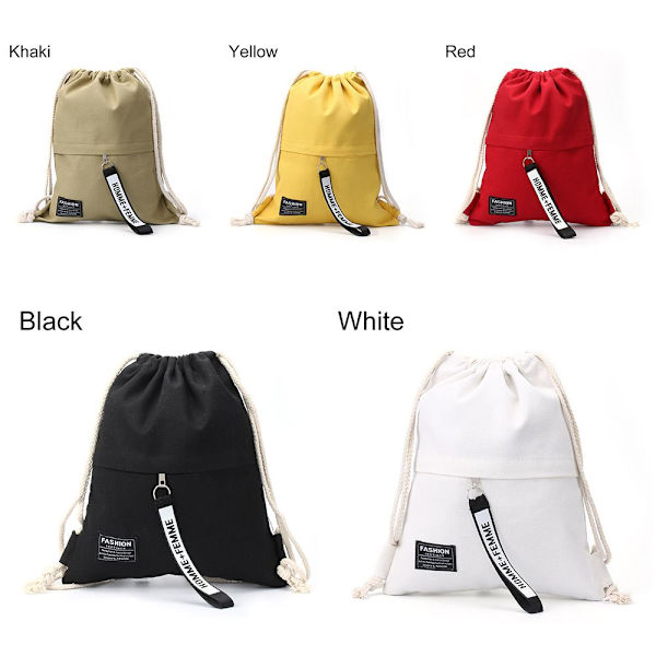 Canvas Dragsko Ryggsäck Skol Gym Dragsko Bag KHAKI - stock