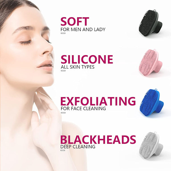 Mini silikon ansiktsscrubber exfoliatorborste, svart - spot försäljning