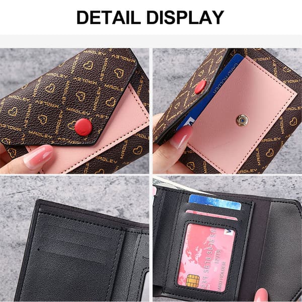 Små plånböcker för kvinnor Bifold PU-läder kreditkortshållare - high quality black