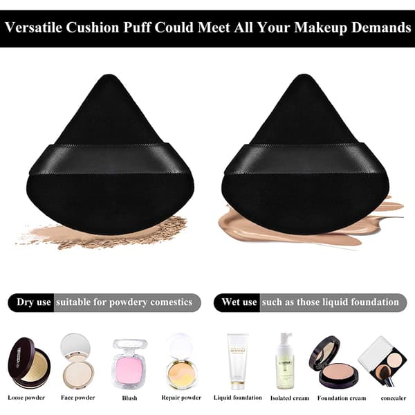 12 Pieces Powder Puff Face Triangle Makeup Puff Tool, musta - spot-ale