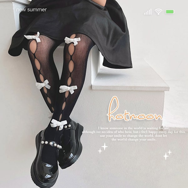 Girl Tights e Bow Hollow Lace Girl sukat - varastossa White with purple L
