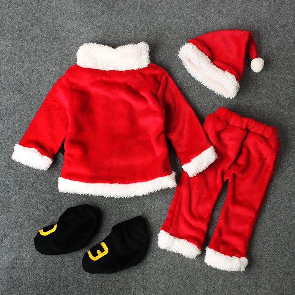 Baby Christmas Set Kappa Byxstrumpor Hatt 4ST Santa Claus Kläder - stock red 70cm