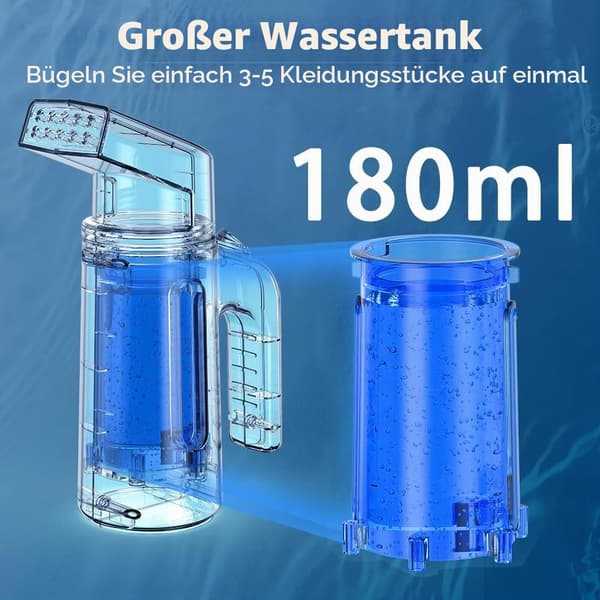 700W klesdamper, rask 40-sekunders oppvarming, 180 ml vanntank, 25g/min damp, bærbar klesdamper