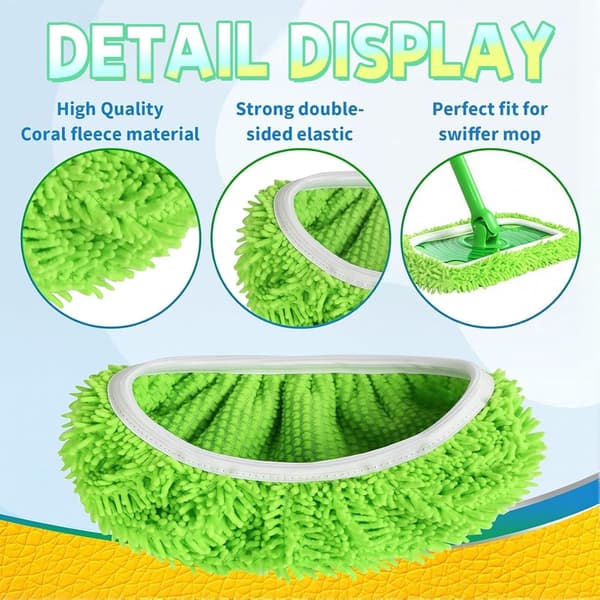 4/8-pak mikrofiber moppeklude til Swiffer Moppe Refill Dampmoppe, genanvendelige vaskbare moppepuder til fliser, træ, laminat og flere gulvtyper 8-Pack