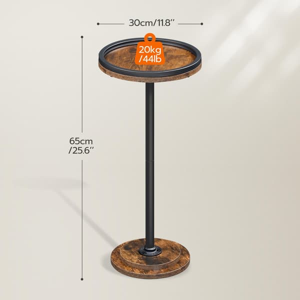 Lite rundt sidebord, aksentbord med pidestallbase, rustikk brunt, møbler til stue og soverom