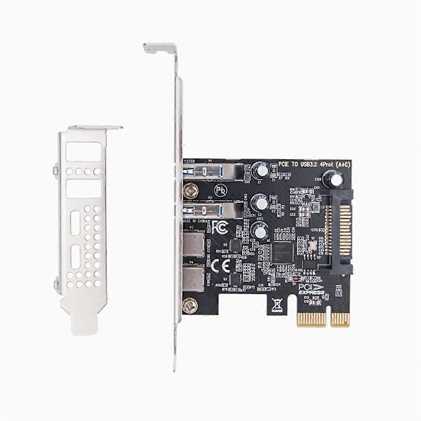 Type C USB 3.2 Gen1 5Gbps PCIE -korttisovitin PCI Express -kortti 2xUSB A -portti+2xType-C-portti/USB3.2 PCI-E -laajennuskortti