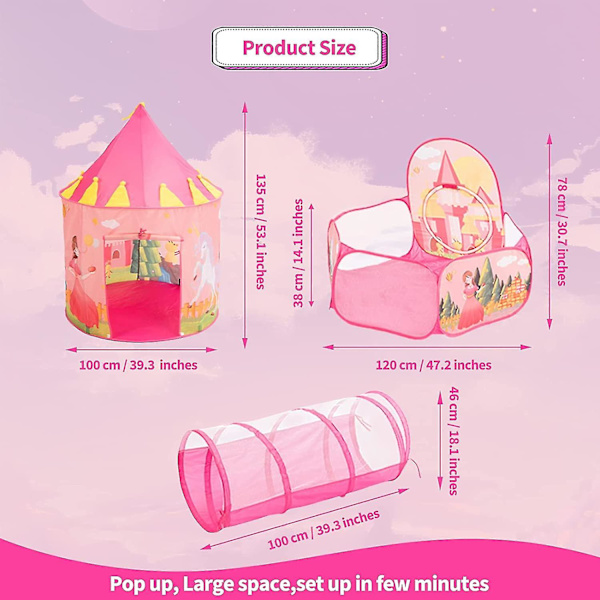 Børnelegetelt, babytunnel og boldbassin til børn Pop-up-telt egnet til indendørs og udendørs brug til drenge og piger (rumraket)