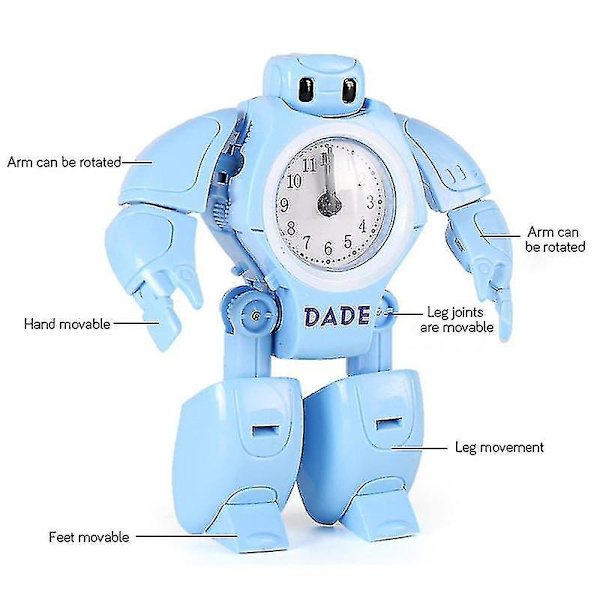 Cartoon Alarmklocka Transform Robot Tidsklocka Kreativ Studenter Alarmklocka Söta Barn Barn Gåvor Elektroniska Prylar blue