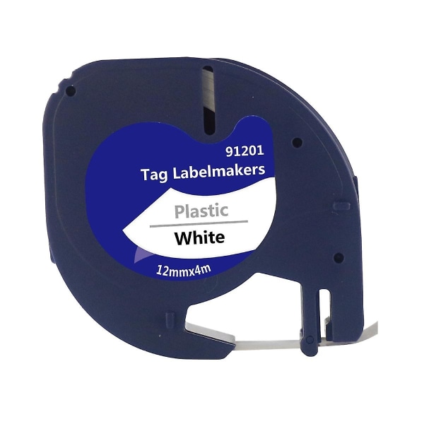 10 stk 91200 91330 etikettape kompatibel til Letratag Plus Lt100h Lt100t Qx50 refills sort på hvid