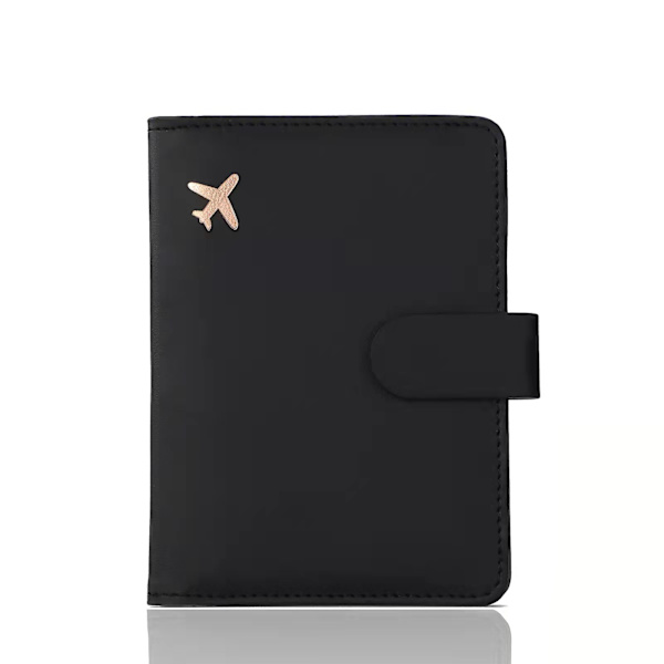 Pas-holder, Pas-holder kortspor, Sød pas-cover til kvinder/mænd, Vandtæt Rfid-blokerende rejse-pung (Sort Ny)