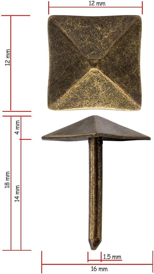 Sett med 40 dekorative spiker i eldet bronse messing 12 x 18 mm