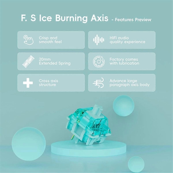 70 stk. F.S Ice Burning Shaft Switches 5 Pin Advance Large Paragraph Axis for DIY Gaming Mekanisk Tastatur