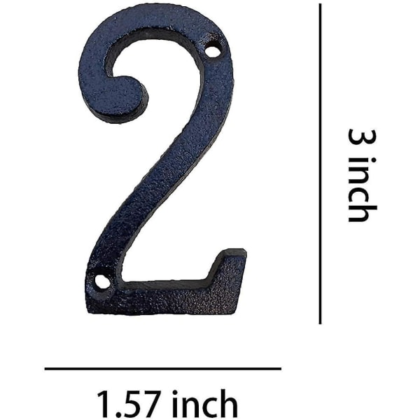 3-tommers støpejernsmetall husnummer-enkel installering av postboksnummer/ hjemmeadresse