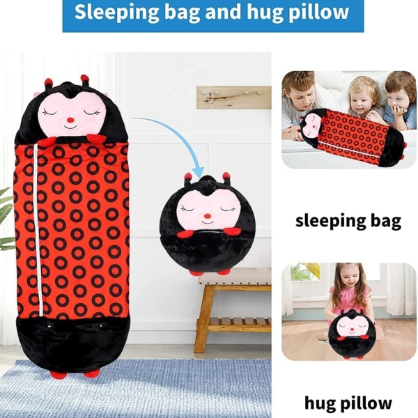 Børnesovepose med pude, 2-i-1 foldbar dyresovepose, sød blød og behagelig All Seasons sovepose 54*20 tommer