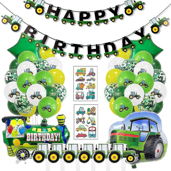 22kpl Tractors Balloon Kit Latex Confetti Ilmapallot Bann