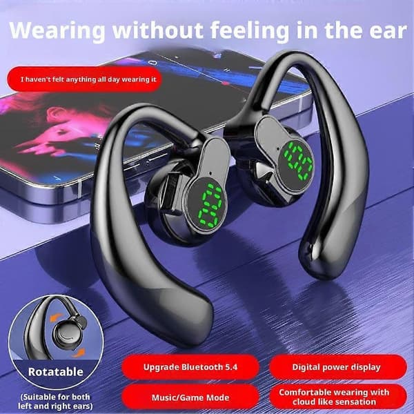 Trådlösa hörlurar Bluetooth 5.3 Headset True Wireless Stereo Hörlurar Black