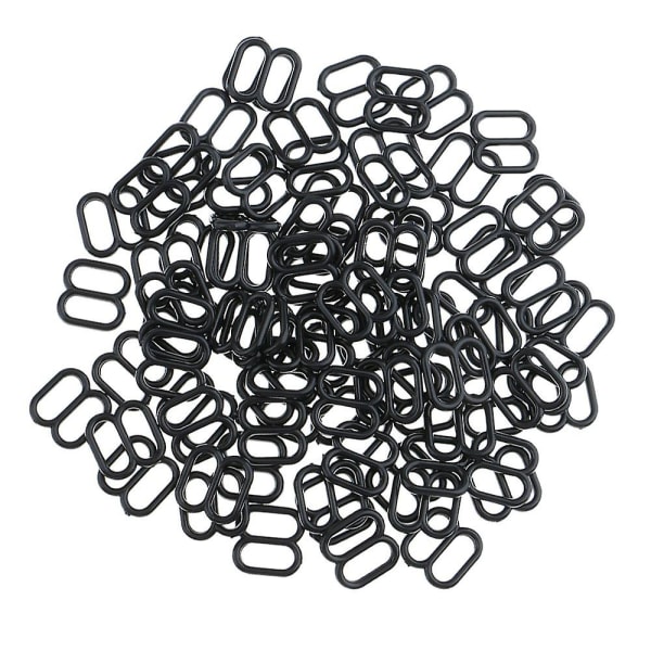100 stykker plast-bh undertøysrem klips krok skyvespenne 8 mm svart