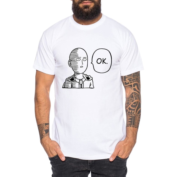 Saitama OK Herre T-shirt Saitama Punch one Anime Manga L