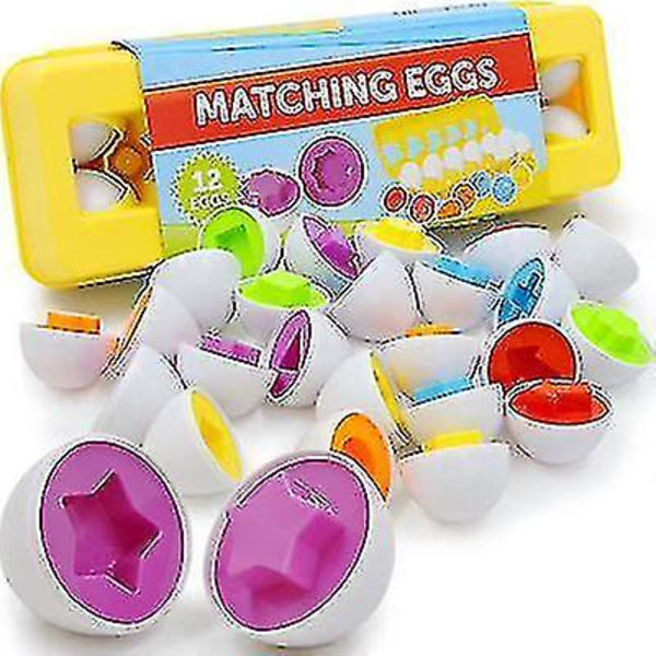Farge- og formSortering Egg-sett Læringsutstyr for barn 12 stk Gaver