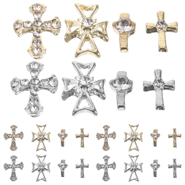 80st Cross Nail Charms Nail Rhinestones 3d Nail Gems Kvinnor Manikyr Art Smycken