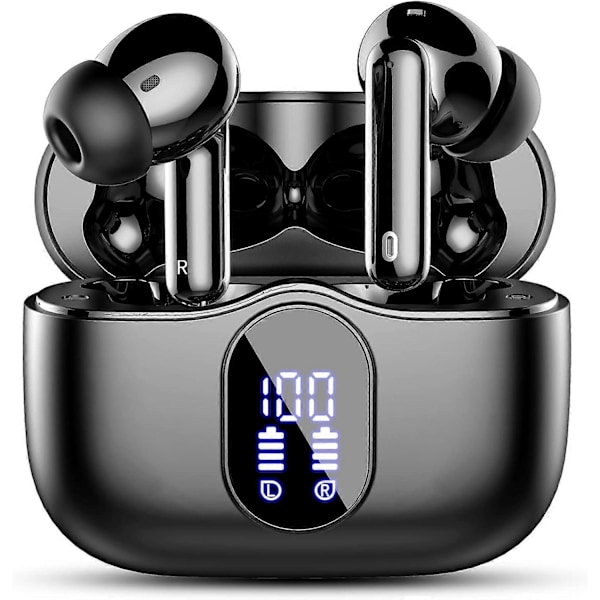 Trådlösa hörlurar, Bluetooth 5.3 In-Ear-hörlurar med 4 ENC-brusreducerande mikrofoner, Btootos Nya Bluetooth-hörlurar Mini Deep Bass Stereo Sound, LED-display