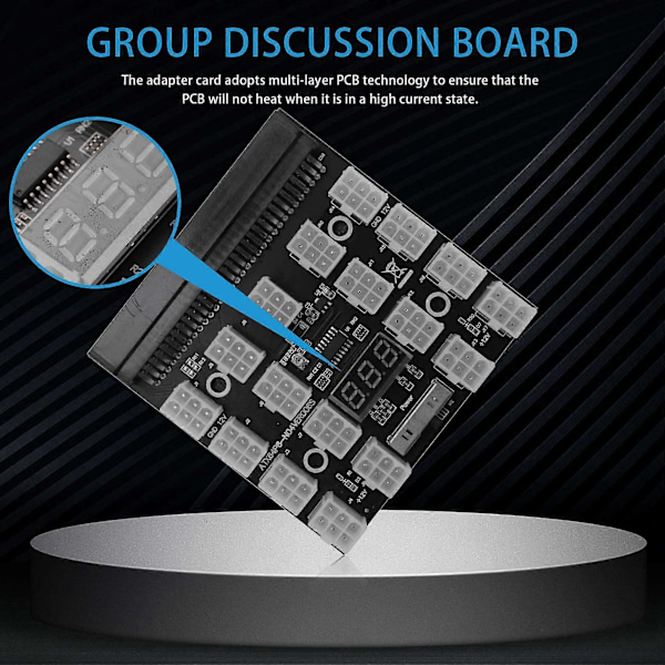 Breakout Board 17 Port 6Pin LED Display Strømmodul Serverkort Adapter til 1200W 750W PSU GPU Miner Mining BTC ETH