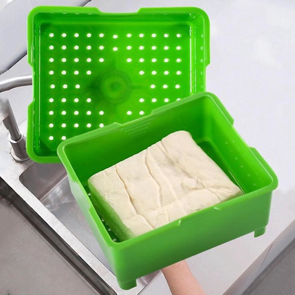 DIY Grønn Plastpresseform for Tofuproduksjon med Ostestykke, Kjøkkenmatlaging